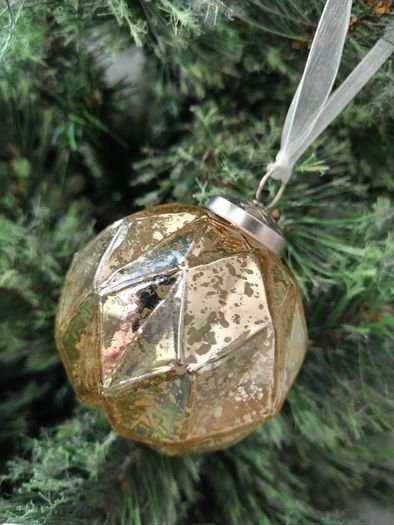Box of x12 Gold Speckle Geometric Style Glass Christmas Baubles