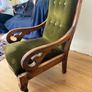 Mahogony Green Velvet Occasional Chair Image 2