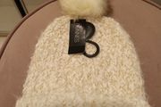 Cream and gold lurex bobble hat