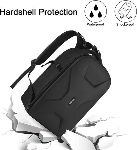 Camera Bag Full Open Waterproof Hardshell Case with Tripod Holder&Laptop Compartmen Mirrorless Insert Protection Photography