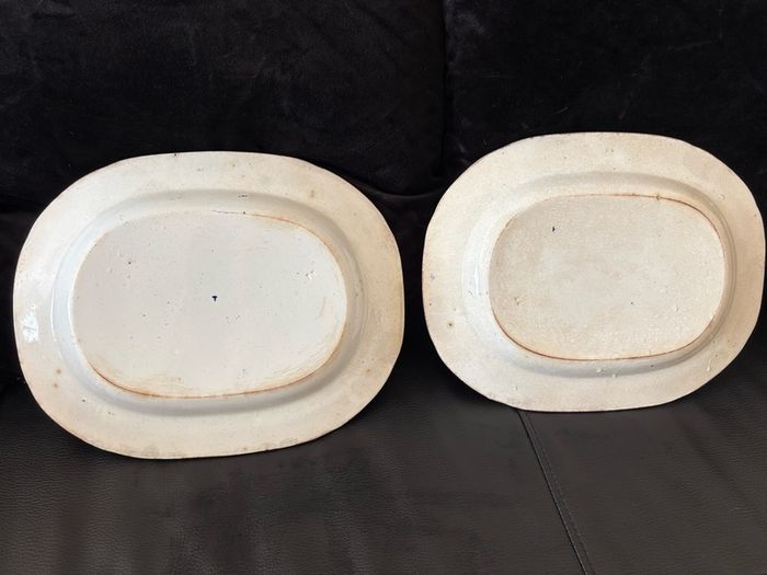 Vintage / Antique x2 Medium Size Blue Willow Oval Serving Platters