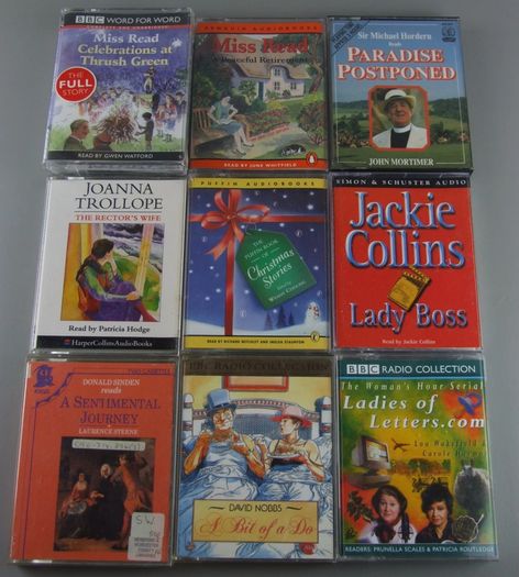 9 Audiobook Cassette Tapes. Includes Miss Read, John Mortimer, Joanna Trollope