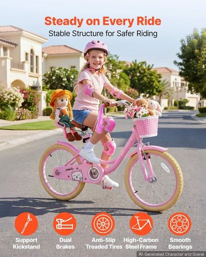20 in Children Bicycle Ages 7-13, Adjustable Seat High-Carbon Steel Frame