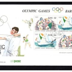 1992 Ireland Olympic Games Barcelona Commemorative Stamps Miniature Sheet An Post First Day Cover (FDC)