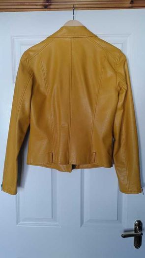 leather look biker jacket, yellow, size UK10 / EU38