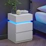 Set of 2 White LED Bedside Table with 3 Drawers Adjustable Light Colours and Modes Image 3