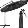 Aluminium LED Solar Cantilever Parasol, Diameter 300 cm, Sun Umbrella with Crank and On/Off Switch, Garden Parasol with UV Protection, Sun Shade with Stand, Market Umbrella, Waterproof Image 2