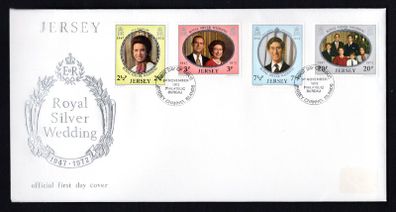 1972 Jersey Royal Silver Wedding of Queen Elizabeth II and Prince Philip Commemorative Stamps First Day Cover (FDC)
