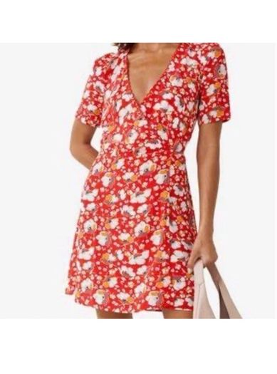 dress mini & Other Stories Printed Scallop Wrap Mini Dress Women's Red Floral size 10