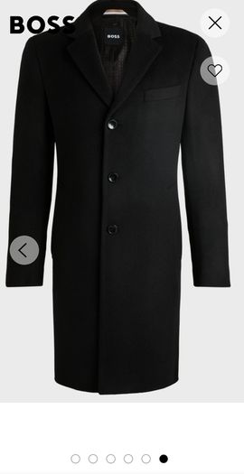 Boss H-Hyde Gents/Men's Wool & Cashmere Blend Black Overcoat.