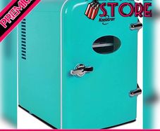 Retro 4L 6 Can Portable Mini Fridge Compact Refrigerator for Bedroom Skincare Cosmetic Beauty Personal Cooler 12V and AC Cords, Desktop Accessory for Home Office Car Dorm Travel (FREE POSTAGE)
