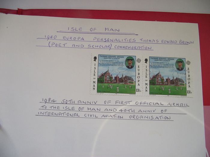 A collection of stamps from Isle of Man and Israel on albums pages (1950-1998) in the binder