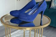 Ladies Dorothy Perkins Royal Blue Faux-suede Platform Court Shoes
