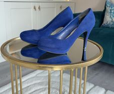 Ladies Dorothy Perkins Royal Blue Faux-suede Platform Court Shoes