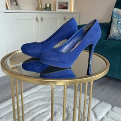 Ladies Dorothy Perkins Royal Blue Faux-suede Platform Court Shoes