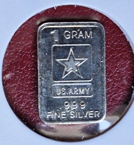 US ARMY 1 gram .999 Silver Bar
