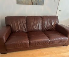brown leather 3 seater &; armchair