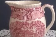Vintage MASON'S Patent Ironstone China 50 oz Pitcher with Rope Edge in the Red &amp; White VISTA Pattern
