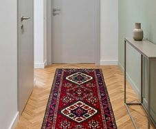 Pretty Persian Hamadan Hand knotted wool runner rug carpet