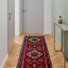 Pretty Persian Hamadan Hand knotted wool runner rug carpet