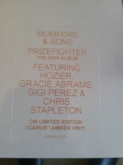 Mumford & Sons Prizefighter icarus amber vinyl with signed poster