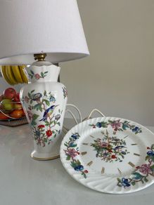Aynsley china clock and table lamp