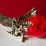 Crackle glass ball and metal angle base. Image 4