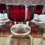 6 Vintage MCM Luminarc Cavalier Ruby Red with Smoked Glass Bowl Dessert Glasses Sherbet Cups French 1960 70s Image 7