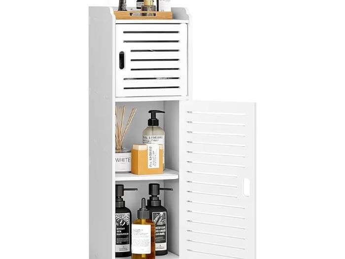 Storage Cabinet,Floor Standing Bathroom Storage Unit,Home Storage Furniture,Freestanding DIsplay Cabinet with Shelf and Door for Bedroom Kitchen Office Hallway,White