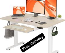 Electric Standing Desk with Keyboard Tray, 120x60cm