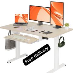 Electric Standing Desk with Keyboard Tray, 120x60cm