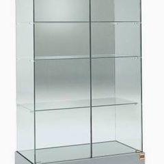 Brand New Unpacked Silver Aluminium And Glass Display Cabinet