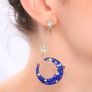 Star Starburst Moon Sapphire Stone Earrings Image 5