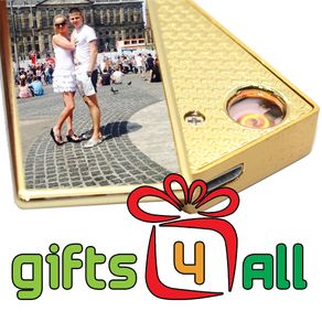Personalised Photo USB Cigarette Lighter - Gold With Keyring
