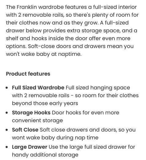 Mamas and Papas Franklin Wardrobe