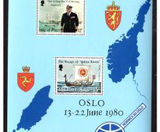 1980 Isle of Man 1980 Visit of King Olav V of Norway Commemorative Stamp Miniature Sheet Mint Never Hinged (MNH)