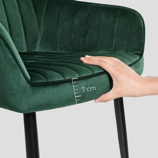 Set of 2 Velvet Dining Chairs with Armrests Green or Grey