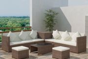 8 Piece Garden Lounge Set with Cushions Poly Rattan Brown