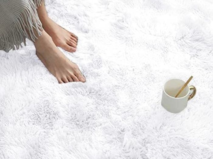 Shaggy Ultra Soft Tie Dye Area Rug White Modern Luxury Rug Plush Fluffy Area Rug Shag Faux Fur Bedroom Rugs For Living Room Baby Crawling Rug 60x90Cm VARIOUS COLOURS AVAILABLE (FREE POSTAGE)
