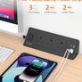 3 Way Plug Extension Socket with 4 USB, Desk Extension Lead 2M with Switch, Surge Protecion Multi Plug Extender for Home Office Image 2