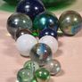 vintage marbles cats eyes large small blue white approx 60 Image 10
