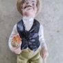 Vintage Grandpa Statue Holding Cane & Carrying Basket of Vegetables Bisque Porcelain Farmer Figure Retro Old Man Figurine Grandfather Image 5