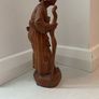 Vintage Wooden hand Carved Asian Figurine old Korean woman with a stick Image 4