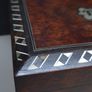 Antique Victorian Burr Wood Tea Caddy Brass Inlay c1850 1880 With Key Image 5