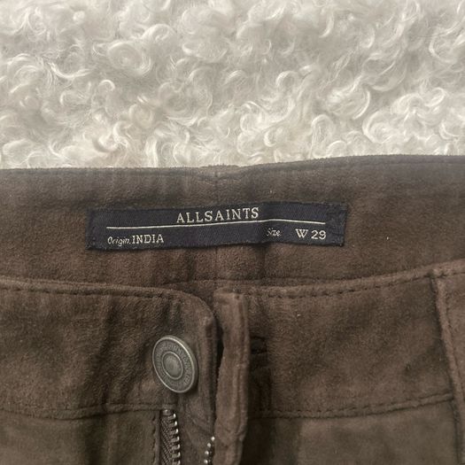 Allsaints Brown 100% Leather Darwin Shorts W 29"