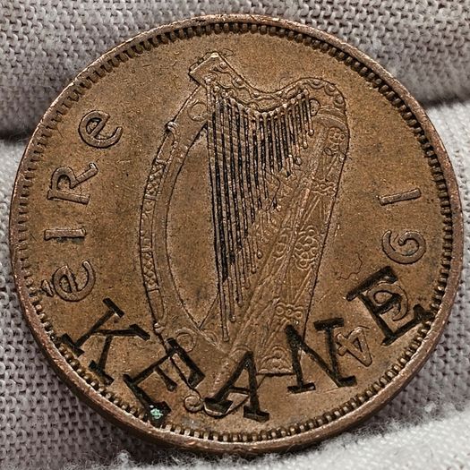 Ireland 1964 1d Penny Counterstamped KEANE JK