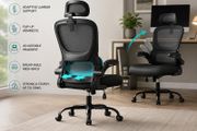 Ergonomic Mesh Office Chair with Adjustable Headrest &amp; Flip-Up Armrests Black