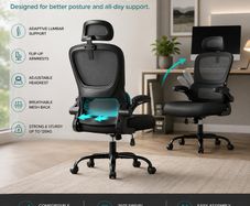 Ergonomic Mesh Office Chair with Adjustable Headrest & Flip-Up Armrests Black