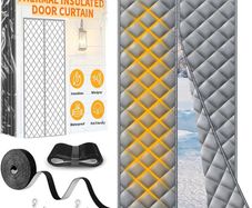Magnetic Thermal Insulated Door Curtain 80 x 200cm, Heavy Duty Thermal Door Curtain for Winter, Waterproof Windproof No Drill Needed Door Cover, Powerful Magnets, Durable Oxford Fabric, Grey