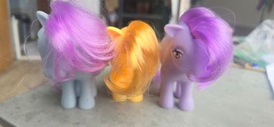 3 x Reproduction Blossom Butterscotch Bluebelle Basic Fun MLP based on G1 My Little Pony 2007 2017